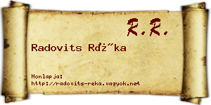 Radovits Réka névjegykártya